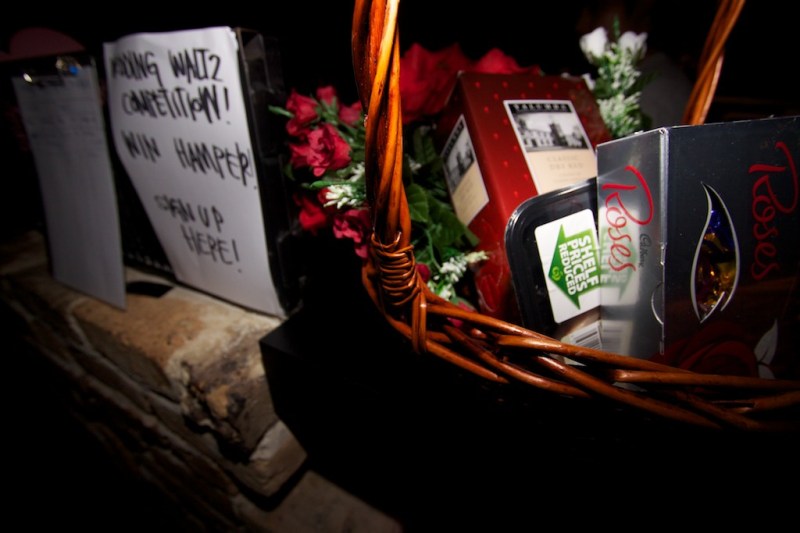 Wedding Waltz Competition Prize – Hamper with Roses chocolate, Plastic Roses, Red Cask Wine and a Steak