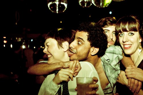 Emma, Hannah and Weird Licky Guy at the Player Haters Ball